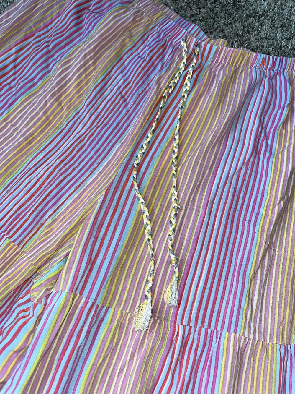 Layla Striped Pastel Tiered Wide-Leg Pants. Size Large. - Picture 2 of 4